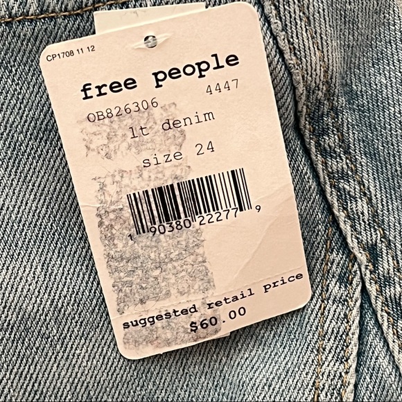 NWT Free People denim mini skirt light wash sz 24 - Picture 7 of 7